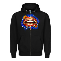 Black leopard american flag lips Zipper Hoodie - Zillion Design Studio