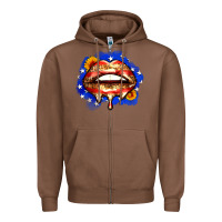 Chestnut leopard american flag lips Zipper Hoodie - Zillion Design Studio