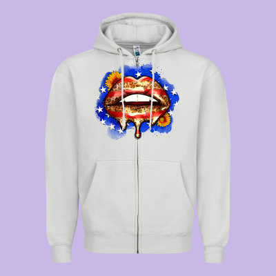 Leopard American Flag Lips Zipper Hoodie Designed By Zillion Design Studio