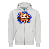 Dove Grey leopard american flag lips Zipper Hoodie - Zillion Design Studio