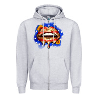 Heather Grey leopard american flag lips Zipper Hoodie - Zillion Design Studio