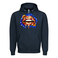 Navy leopard american flag lips Zipper Hoodie - Zillion Design Studio
