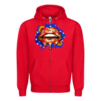 Red leopard american flag lips Zipper Hoodie - Zillion Design Studio