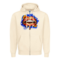 Sandshell leopard american flag lips Zipper Hoodie - Zillion Design Studio
