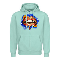 Seafoam leopard american flag lips Zipper Hoodie - Zillion Design Studio