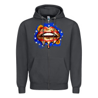 Smoke leopard american flag lips Zipper Hoodie - Zillion Design Studio