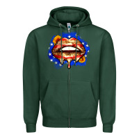 Sports Green leopard american flag lips Zipper Hoodie - Zillion Design Studio