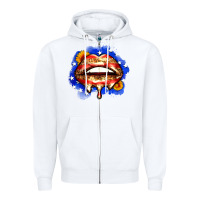 White leopard american flag lips Zipper Hoodie - Zillion Design Studio