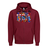 Burgundy god bless the usa Zipper Hoodie - Zillion Design Studio