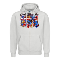 Dove Grey god bless the usa Zipper Hoodie - Zillion Design Studio