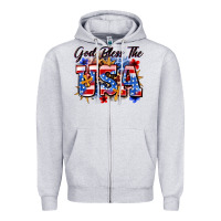 Heather Grey god bless the usa Zipper Hoodie - Zillion Design Studio