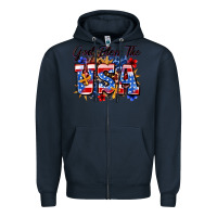 Navy god bless the usa Zipper Hoodie - Zillion Design Studio