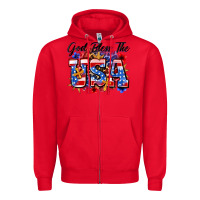 Red god bless the usa Zipper Hoodie - Zillion Design Studio