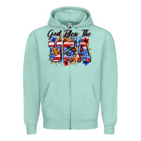 Seafoam god bless the usa Zipper Hoodie - Zillion Design Studio
