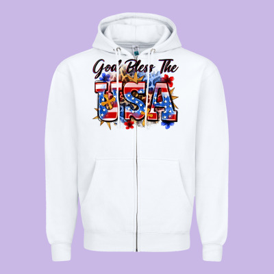 God Bless The Usa Zipper Hoodie Designed By Zillion Design Studio