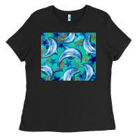 Black dolphin tumbler Ladies Tee - BarkalooDesign