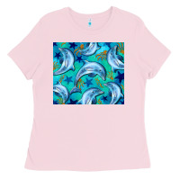 Bubblegum Pink dolphin tumbler Ladies Tee - BarkalooDesign
