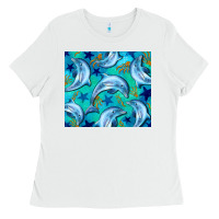 White dolphin tumbler Ladies Tee - BarkalooDesign