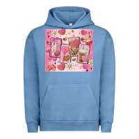 Pigment Pebble Blue cafecito y chisme valentine's day Urban Hoodie - MaliasSmallBusiness