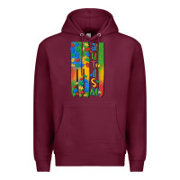 Burgundy autism american flag Premium Hoodie - MaliasSmallBusiness