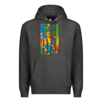 Charcoal Heather autism american flag Premium Hoodie - MaliasSmallBusiness