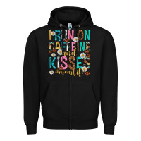 Black i run on caffeine and kisses mothers day Zipper Hoodie - texasbilliewilder