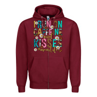 Burgundy i run on caffeine and kisses mothers day Zipper Hoodie - texasbilliewilder