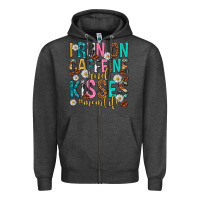 Charcoal Heather i run on caffeine and kisses mothers day Zipper Hoodie - texasbilliewilder