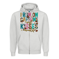 Dove Grey i run on caffeine and kisses mothers day Zipper Hoodie - texasbilliewilder