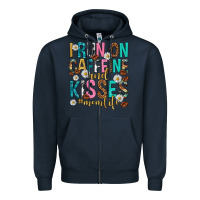 Navy i run on caffeine and kisses mothers day Zipper Hoodie - texasbilliewilder
