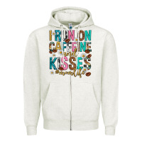 Oatmeal Heather i run on caffeine and kisses mothers day Zipper Hoodie - texasbilliewilder