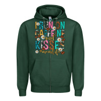 Sports Green i run on caffeine and kisses mothers day Zipper Hoodie - texasbilliewilder