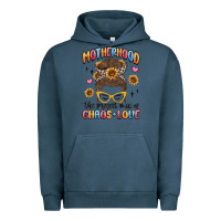 Pigment Midnight Navy motherhood the perfect mix of chaos and love Urban Hoodie - MaliasSmallBusiness