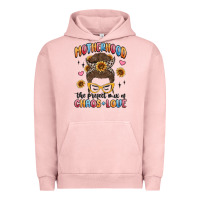 Pigment Salmon motherhood the perfect mix of chaos and love Urban Hoodie - MaliasSmallBusiness