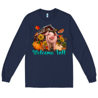 Navy Welcome fall pig Long Sleeve Tee - RanaPortraitStore