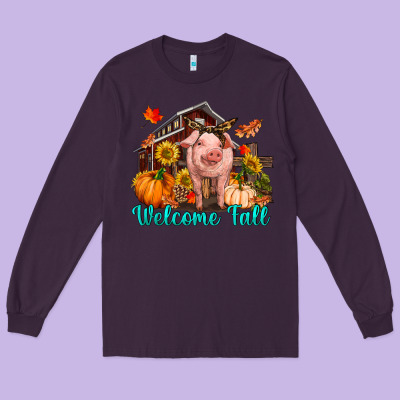 Long Sleeve Tee Welcome fall pig