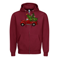 Burgundy christmas trees with truck Zipper Hoodie - RanaPortraitStore