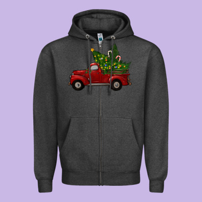 Christmas Trees With Truck Zipper Hoodie Designed By Ranaportraitstore