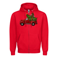 Red christmas trees with truck Zipper Hoodie - RanaPortraitStore