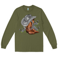 Army Green gray cowgirl and roses Long Sleeve Tee - AdoDesignShop