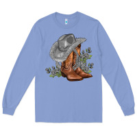 Colony Blue gray cowgirl and roses Long Sleeve Tee - AdoDesignShop