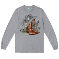 Heather Grey gray cowgirl and roses Long Sleeve Tee - AdoDesignShop