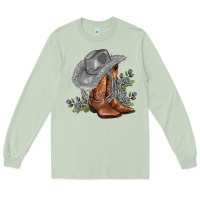 Matcha gray cowgirl and roses Long Sleeve Tee - AdoDesignShop