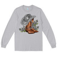 Moon Dust gray cowgirl and roses Long Sleeve Tee - AdoDesignShop