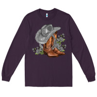 Plum gray cowgirl and roses Long Sleeve Tee - AdoDesignShop