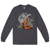 Gray Cowgirl And Roses Long Sleeve Tee | Teevron