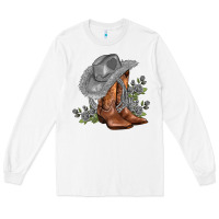 White gray cowgirl and roses Long Sleeve Tee - AdoDesignShop