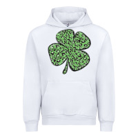 White leopard shamrock Urban Hoodie - MaliasSmallBusiness