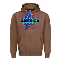 Chestnut America with lightning bolt Zipper Hoodie - Zillion Design Studio