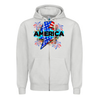 Dove Grey America with lightning bolt Zipper Hoodie - Zillion Design Studio